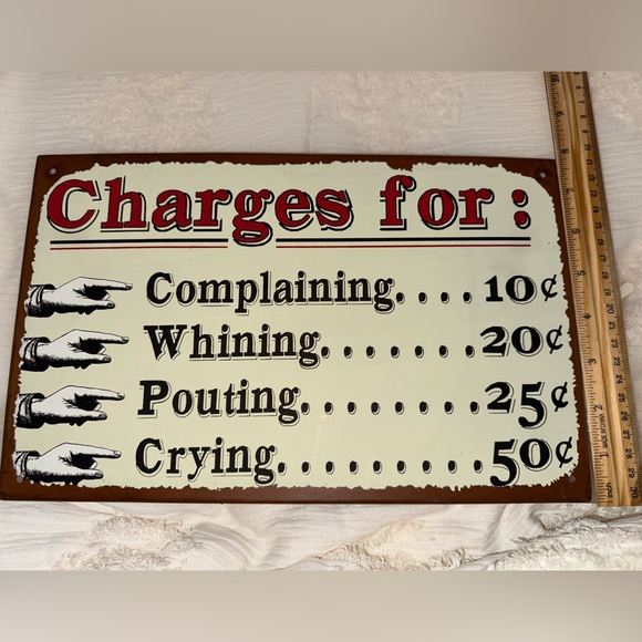 Sign Humorous Charges Tin - Picture 2 of 3